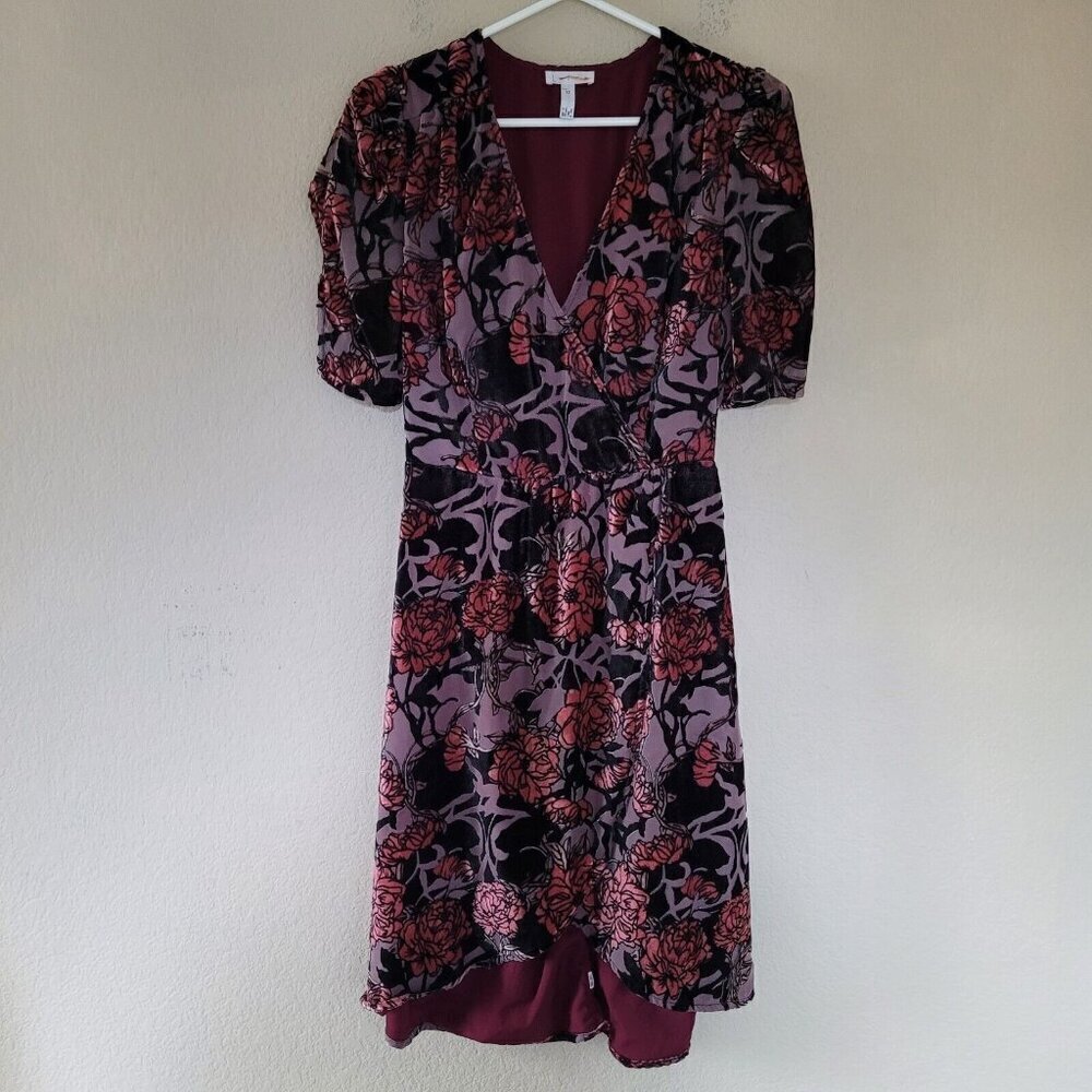 Leith Womens Babydoll Velvet Dress Size Xsmall Whimsigoth Dark Floral Grunge